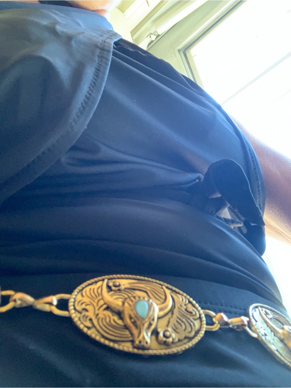 Gold Western Turquoise Accent Belt - Women Accessories